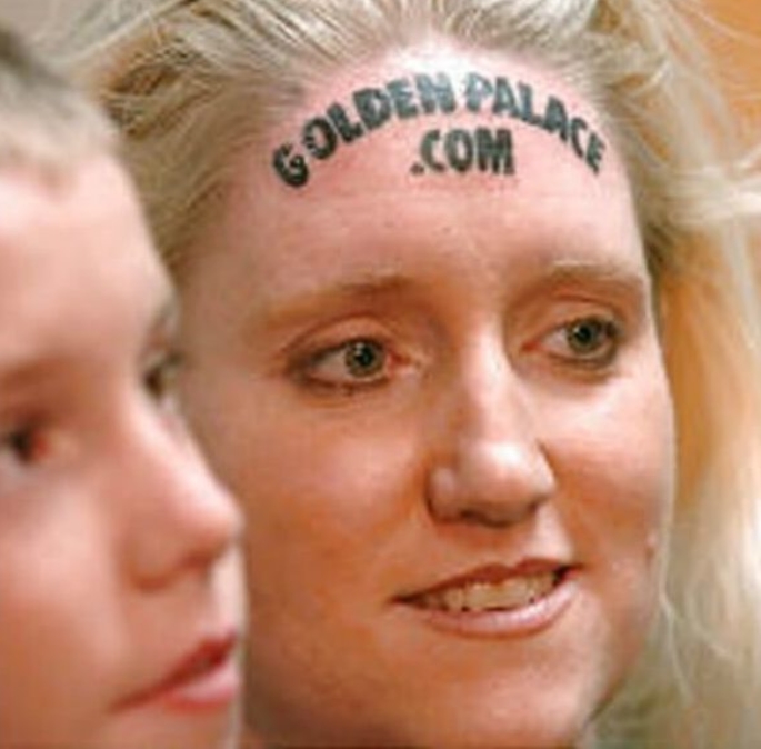 Face Tattoo Failures - Forehead Casino Tattoo